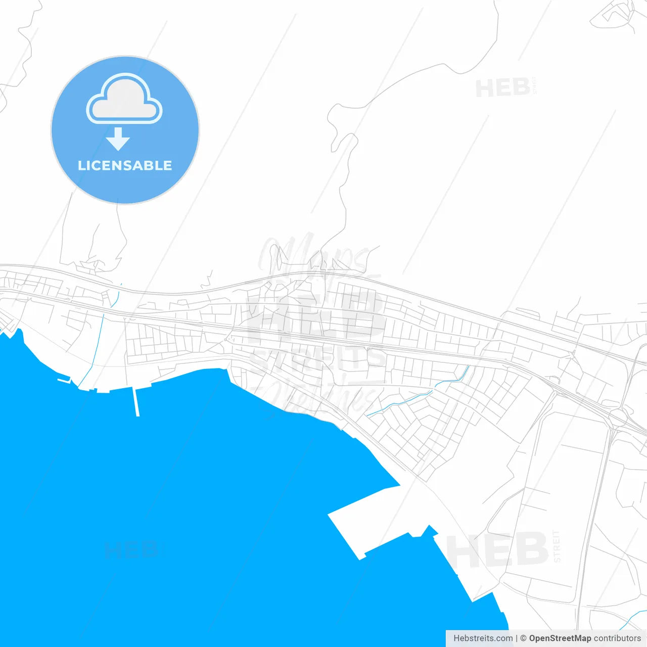 Körfez, Turkey bright two-toned vector map