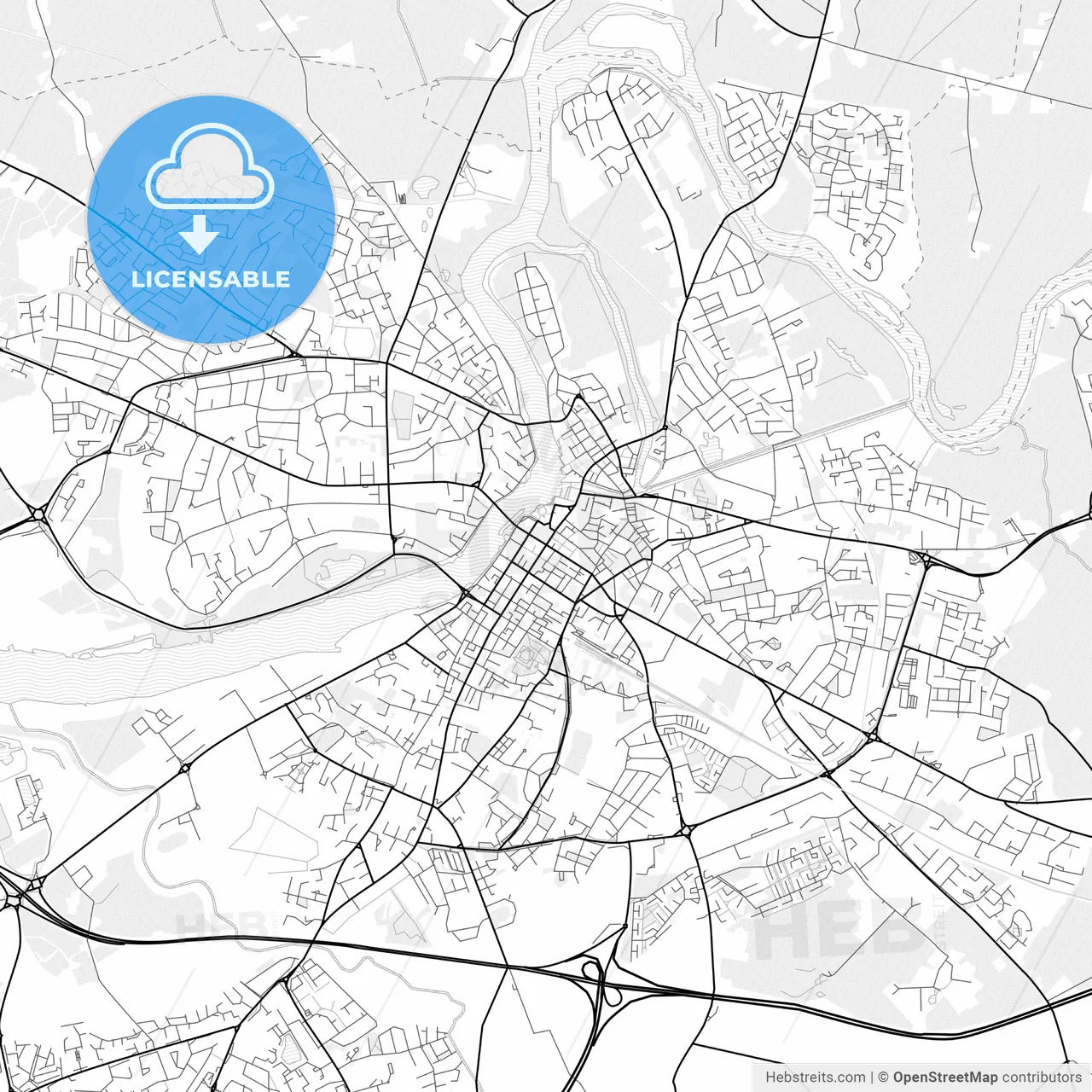 Vector PDF map of Limerick, Ireland