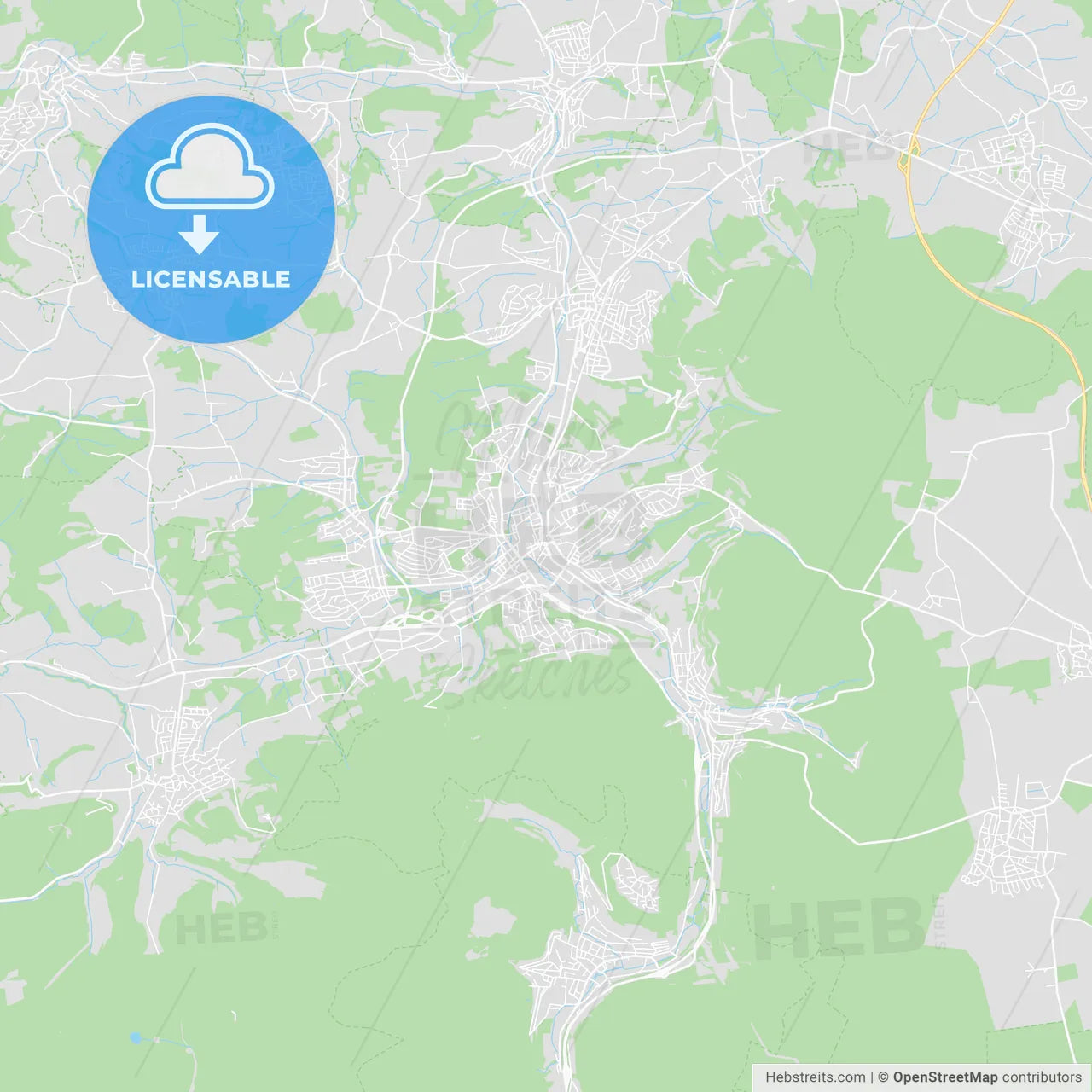 Aalen, Germany printable street map