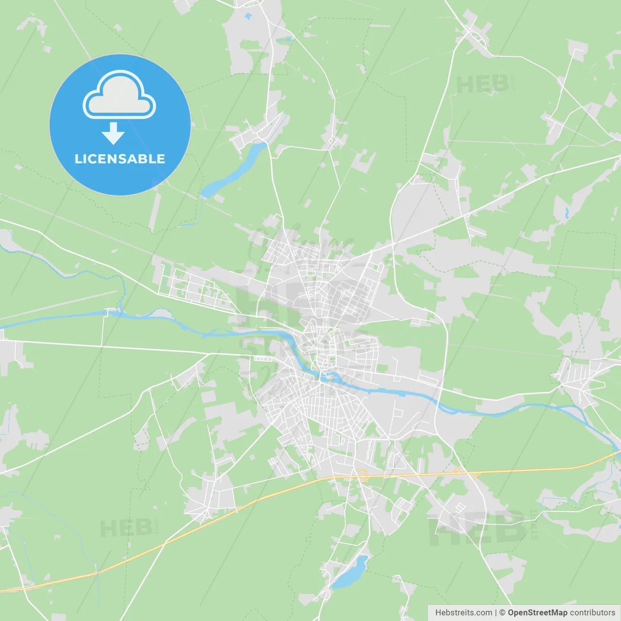 Furstenwalde/Spree, Germany printable street map