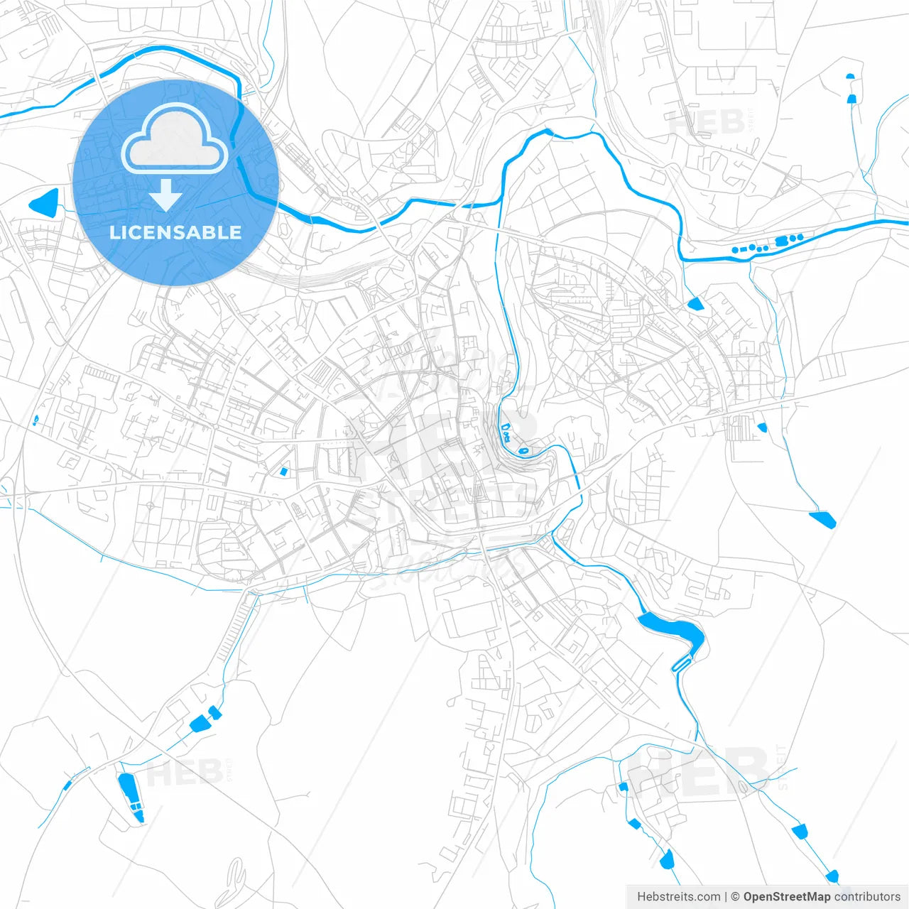 Jihlava, Czechia bright two-toned vector map
