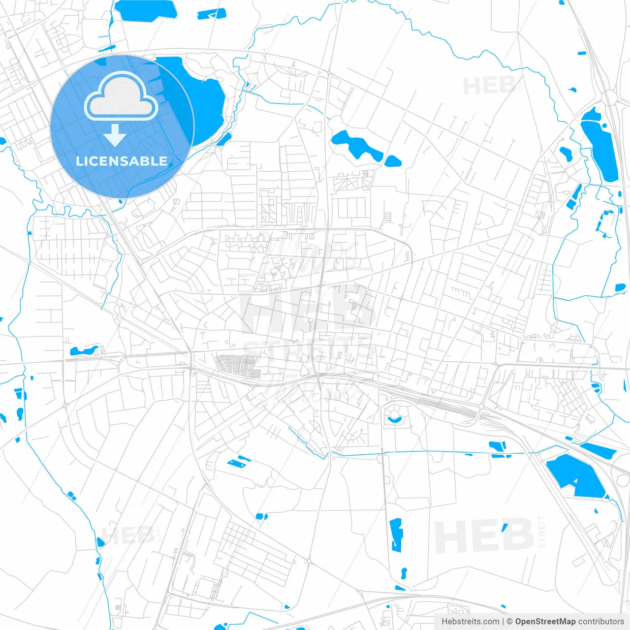 Herning, Denmark bright two-toned vector map