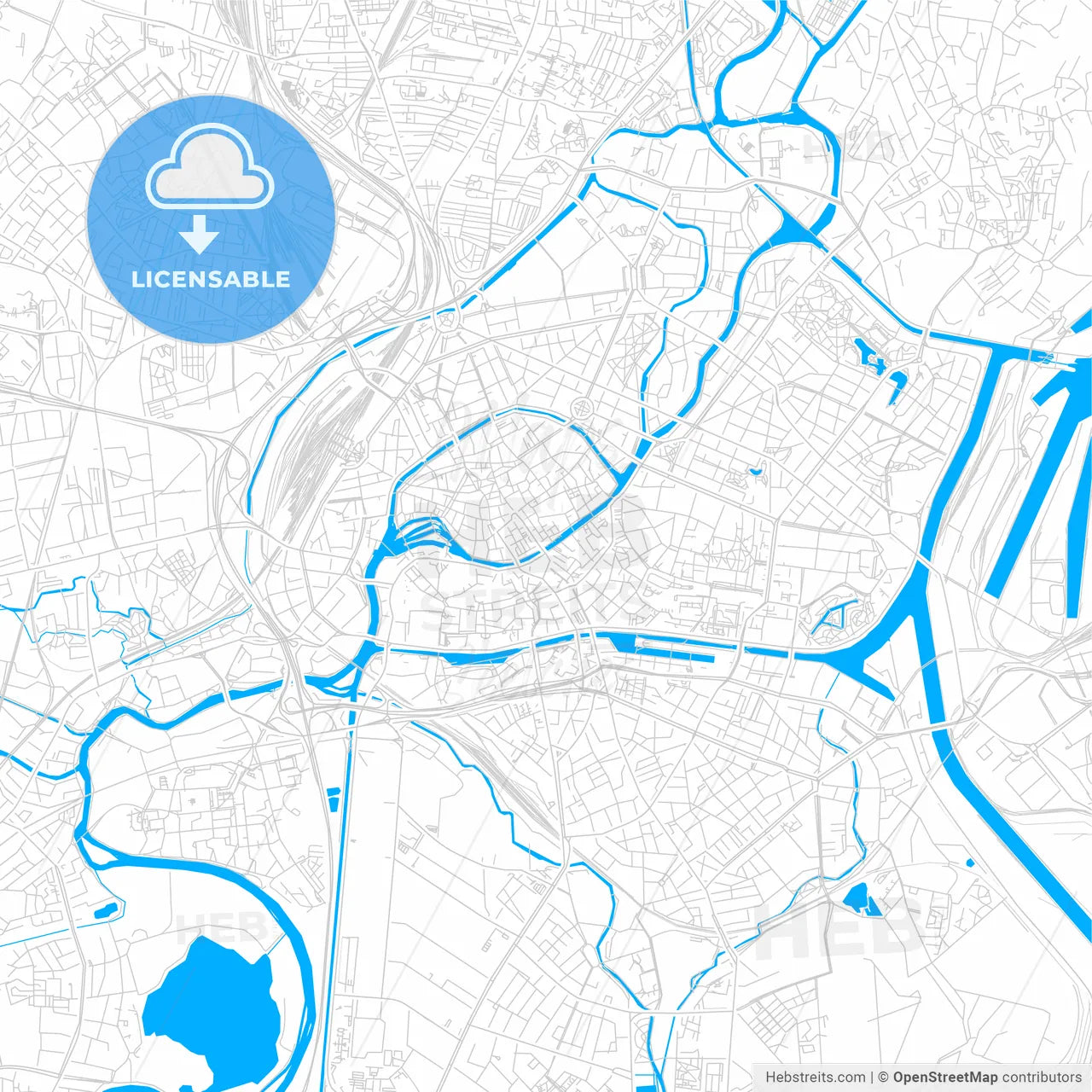 Strasbourg, France bright two-toned vector map