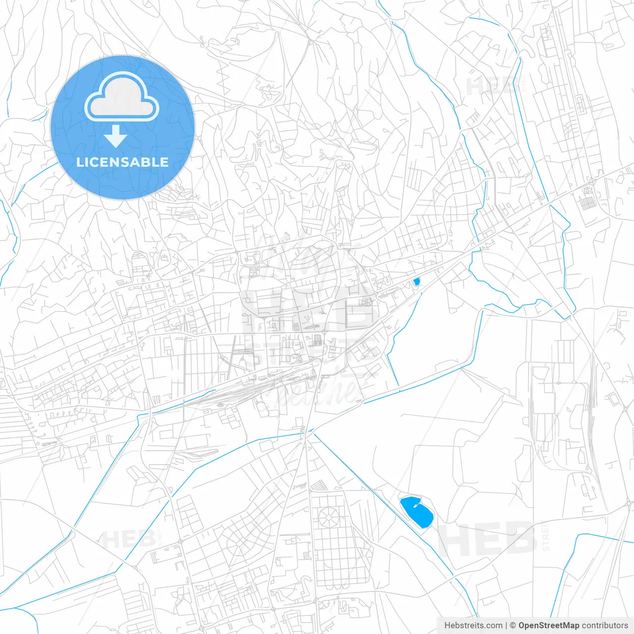 Pécs, Hungary bright two-toned vector map
