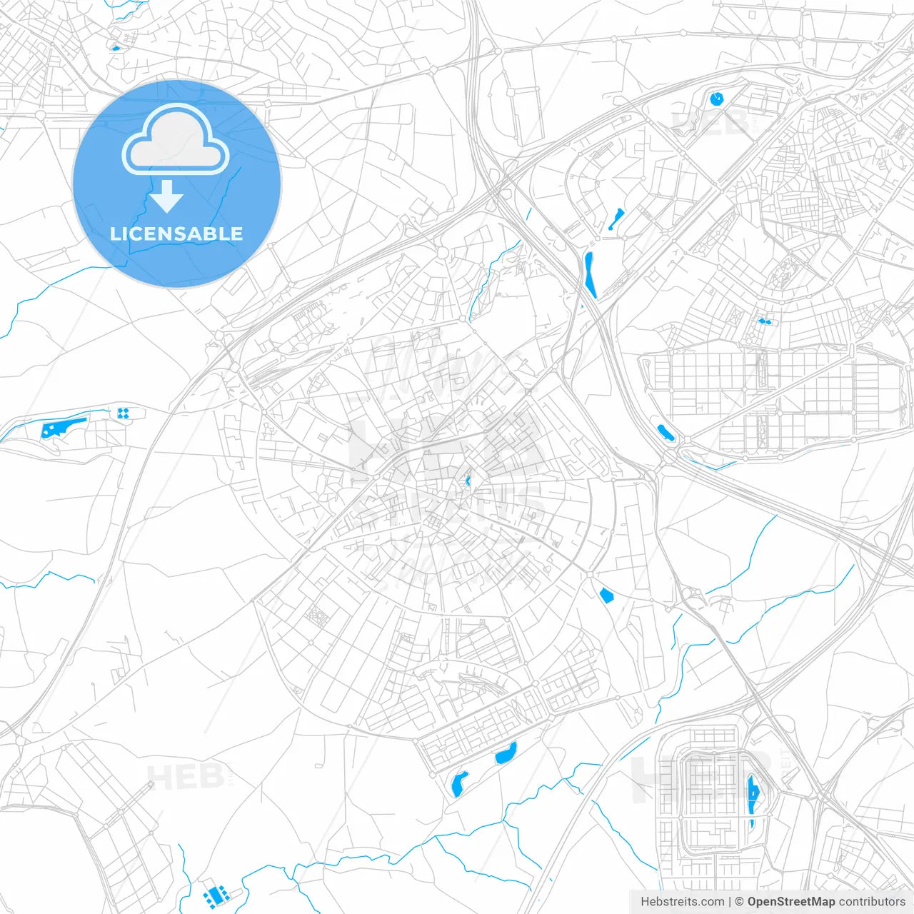 Móstoles, Spain bright two-toned vector map