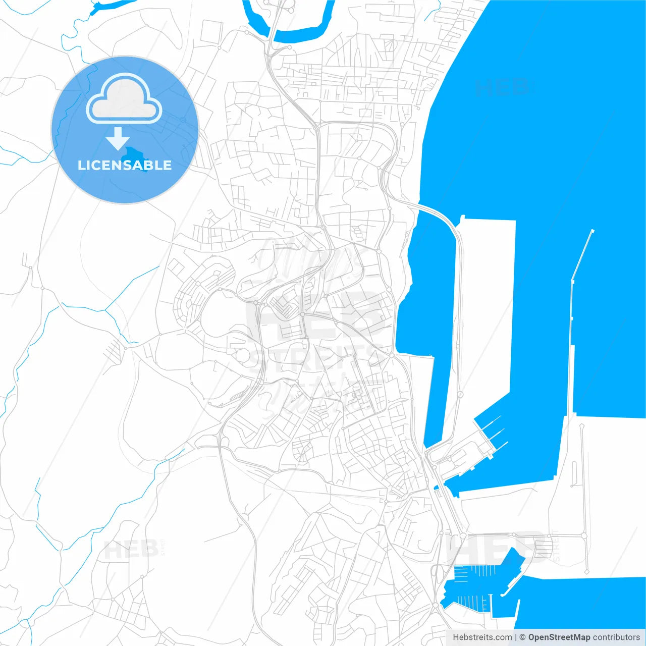 Algeciras, Spain bright two-toned vector map