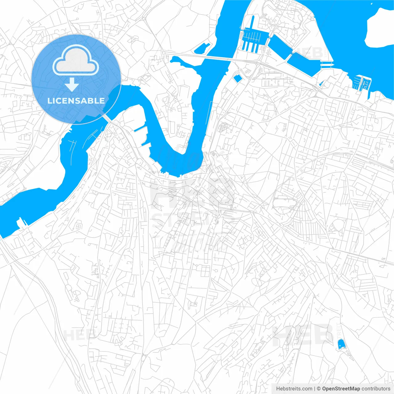 Chatham, England bright two-toned vector map