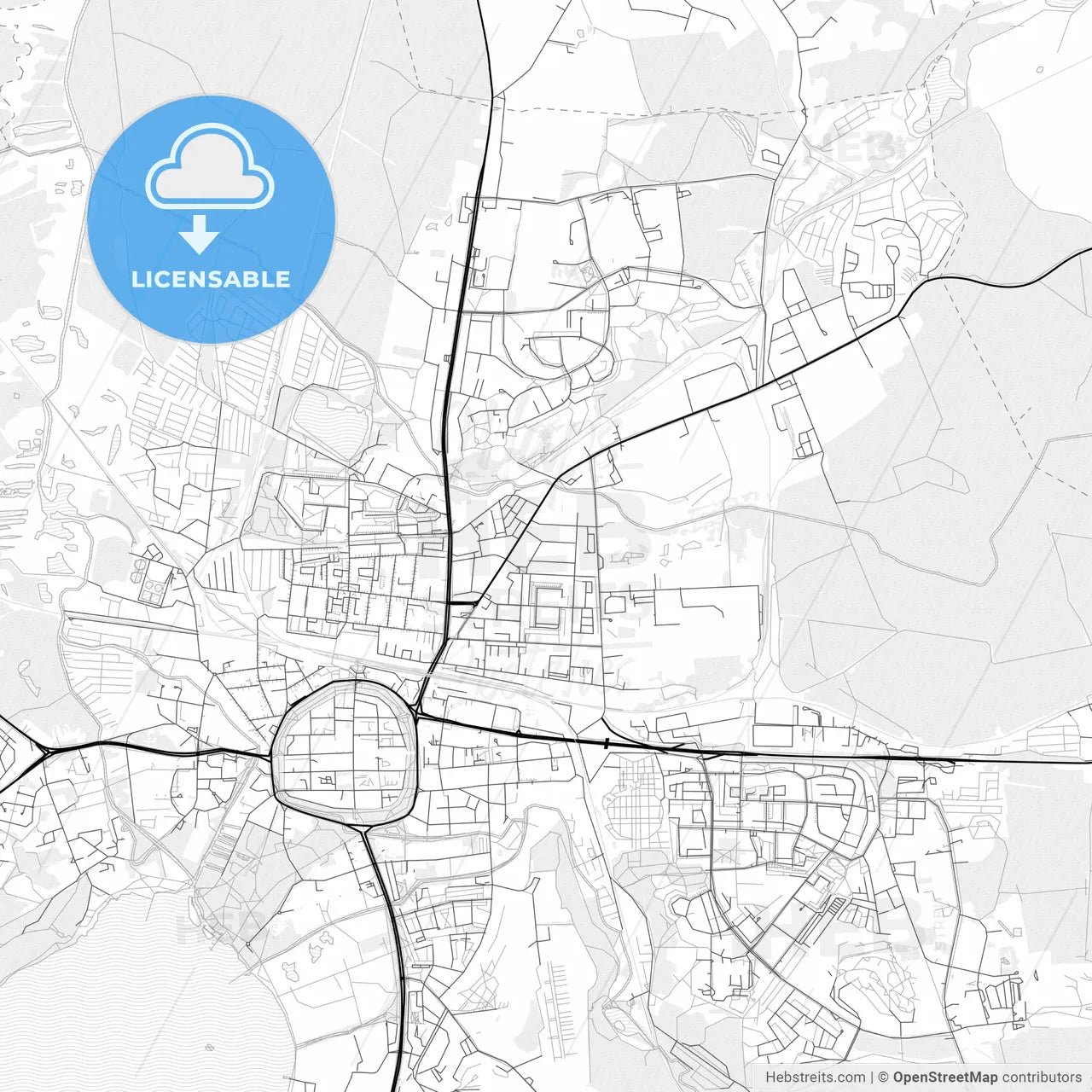 Vector PDF map of Neubrandenburg, Germany