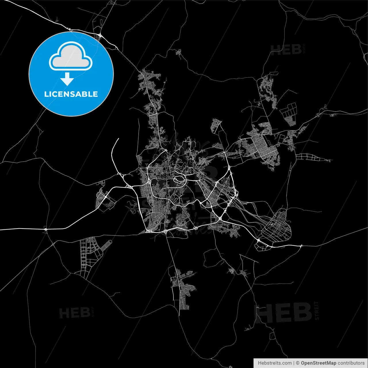 Dark area map of Mecca, Saudi Arabia