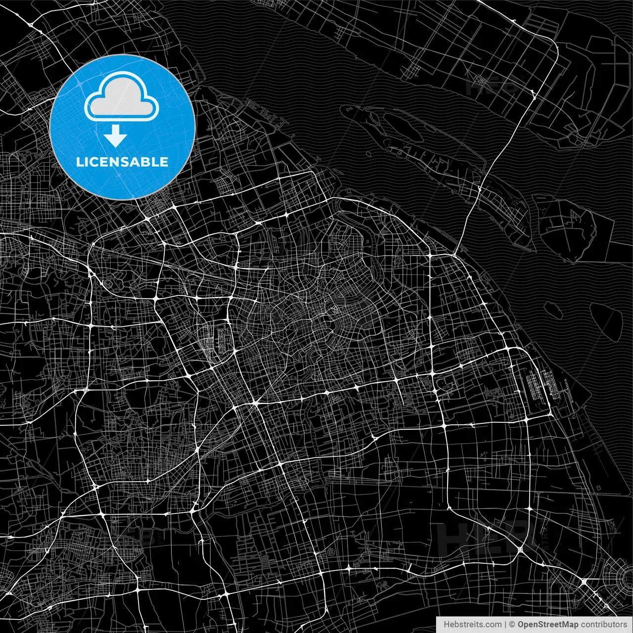 Dark area map of Shanghai, China