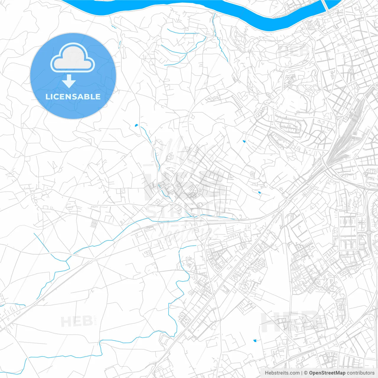 Leonding, Austria bright two-toned vector map