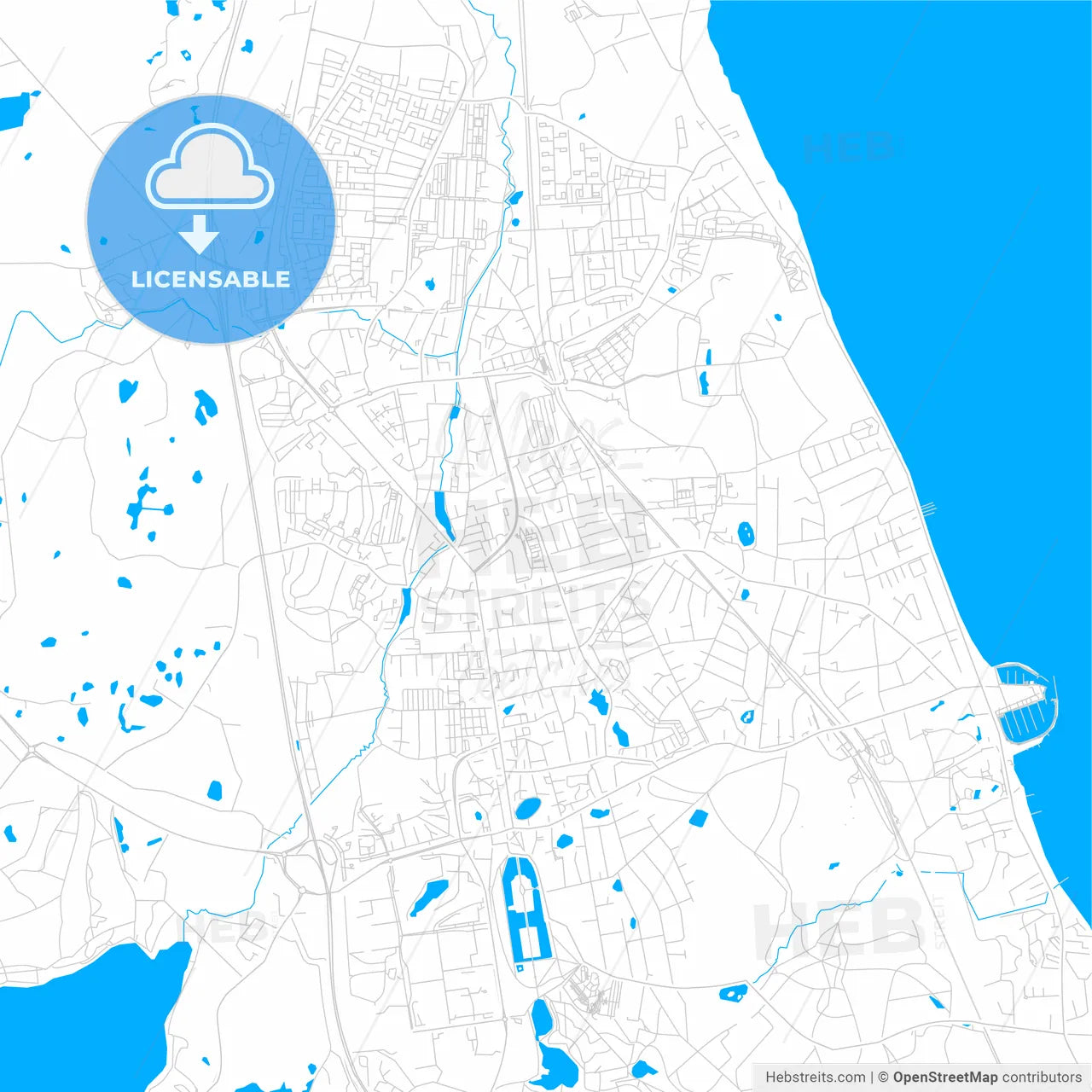 Hørsholm, Denmark bright two-toned vector map