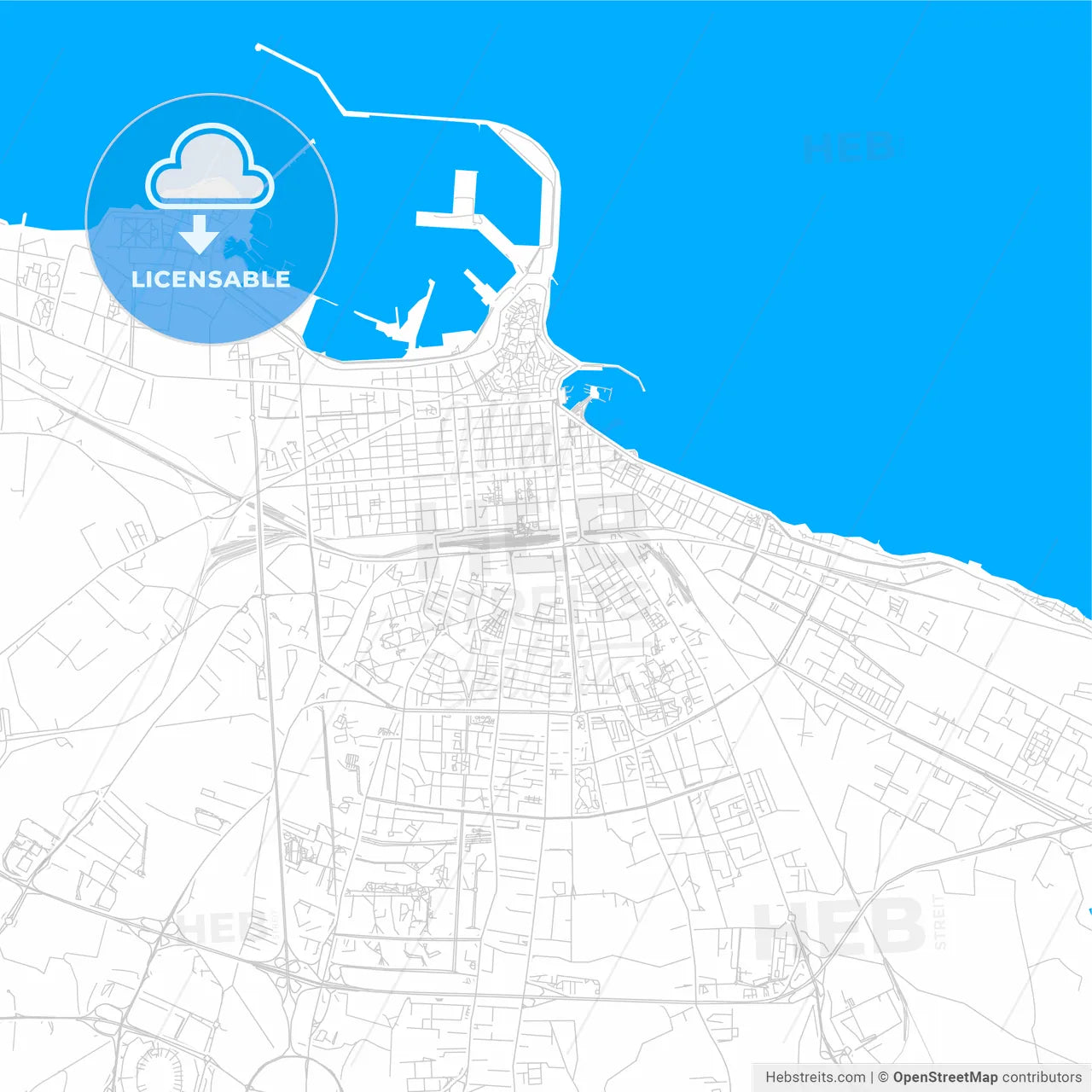Bari, Italy bright two-toned vector map