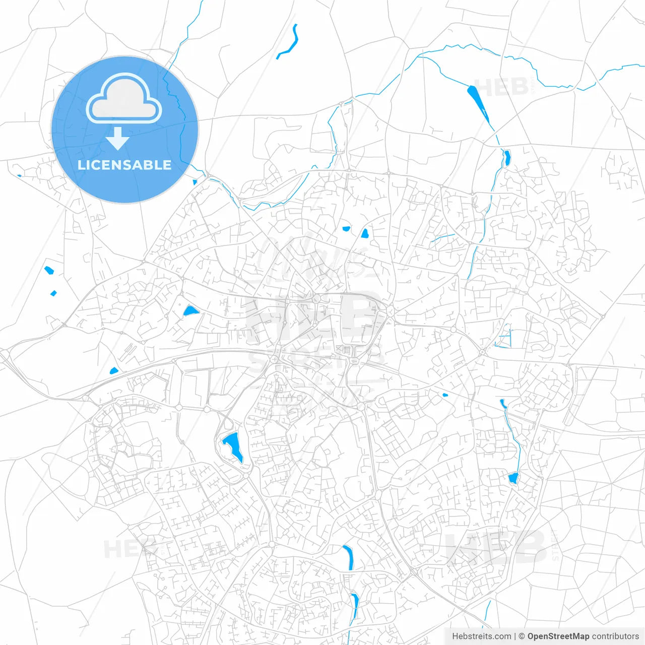 Bracknell, England bright two-toned vector map