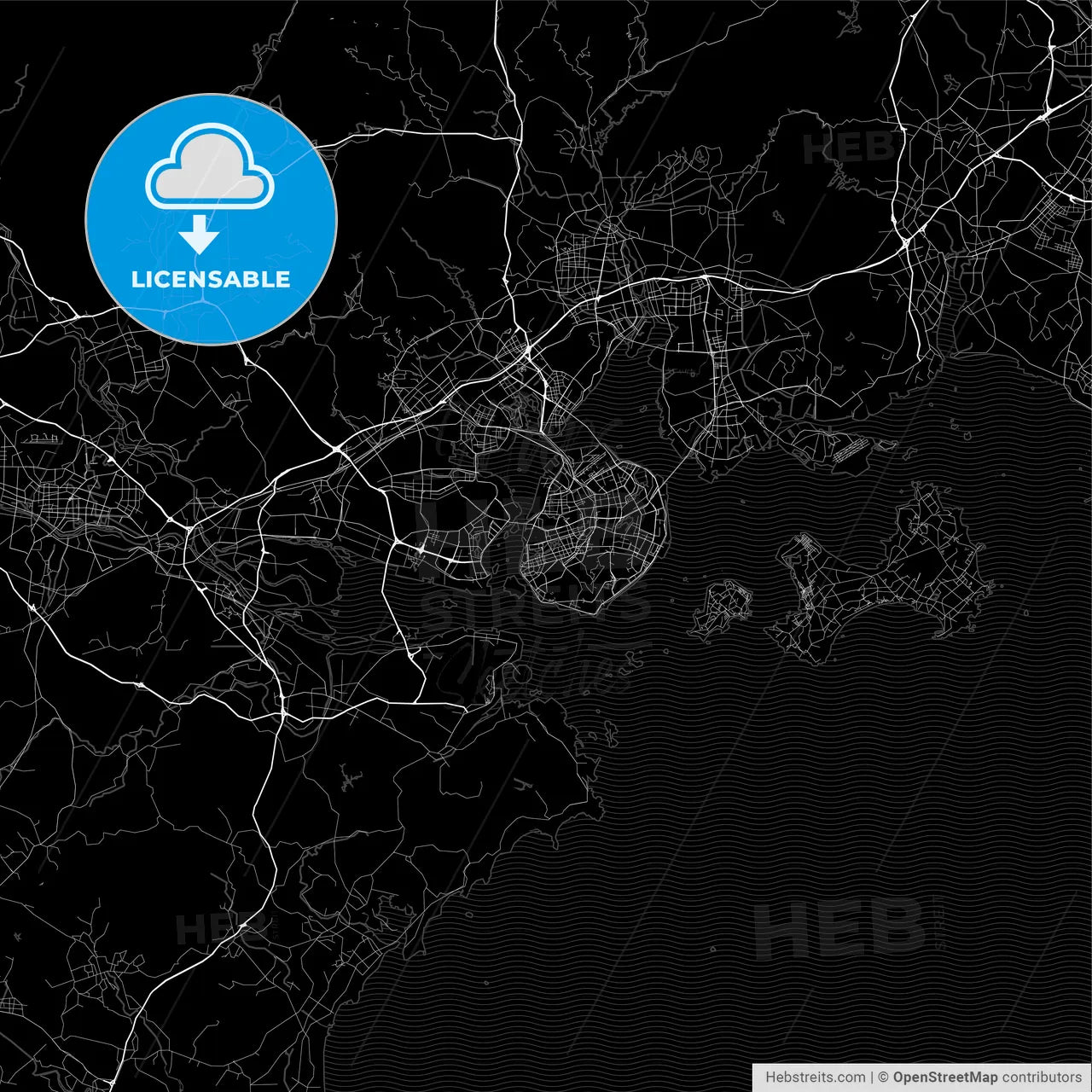 Area map of Xiamen, China, Province Fujian