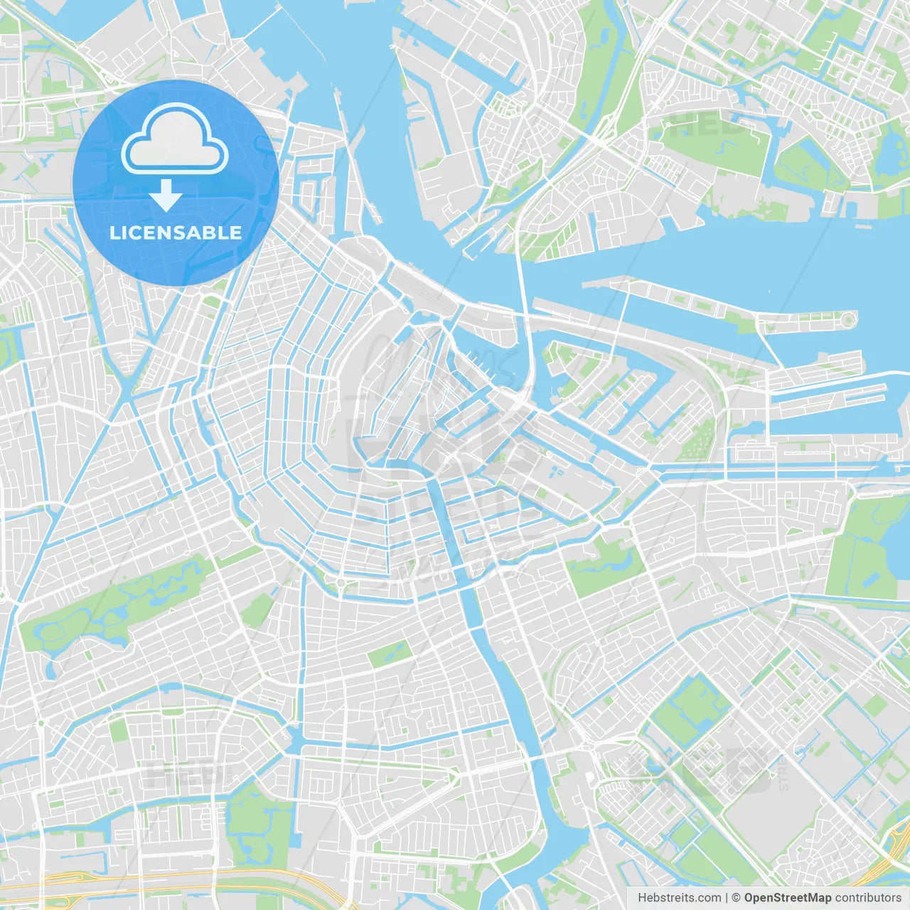 Printable map of Amsterdam, Netherlands