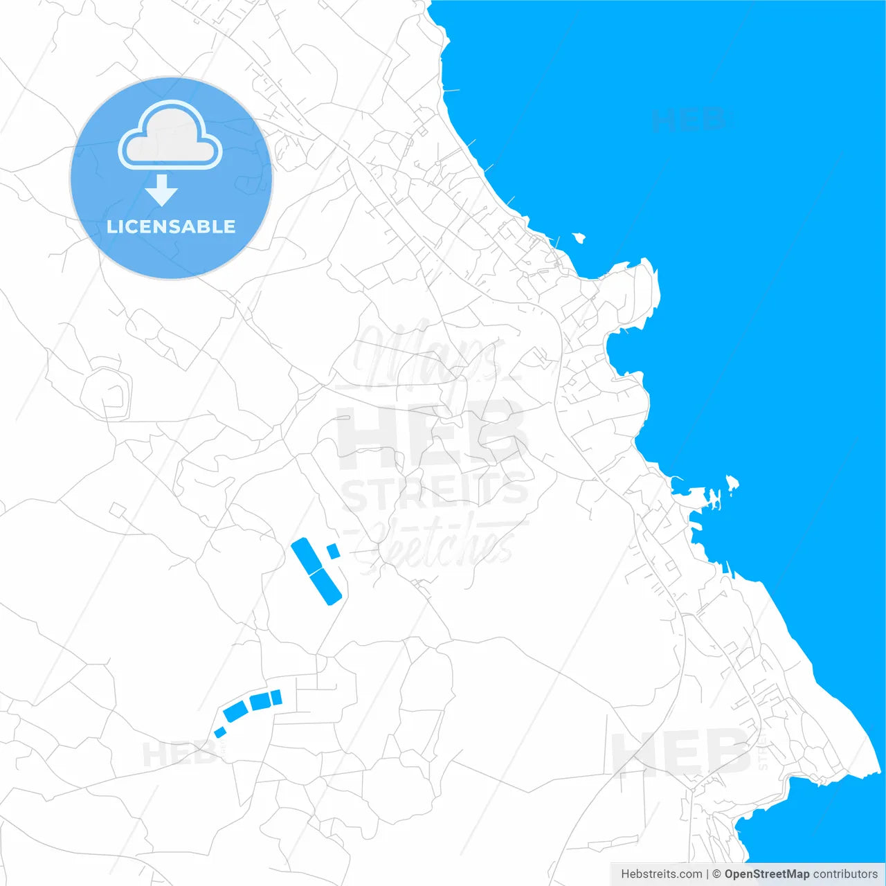 Protaras , Cyprus bright two-toned vector map