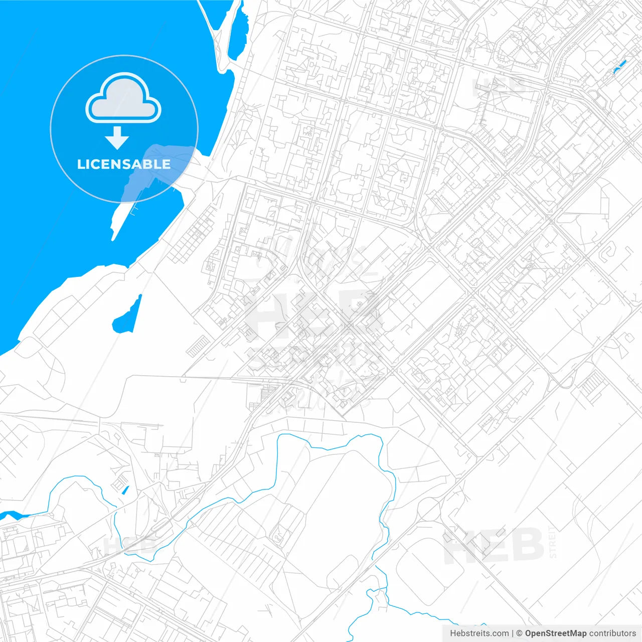 Naberezhnye Chelny, Russia bright two-toned vector map