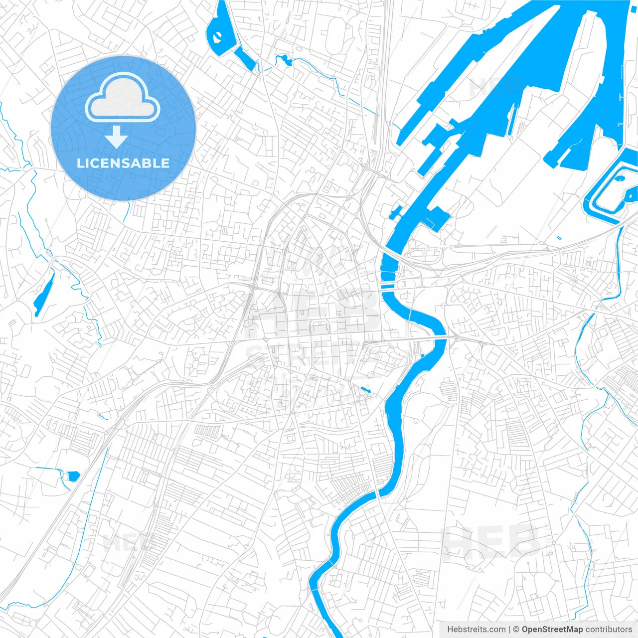 Belfast, Northern Ireland bright two-toned vector map