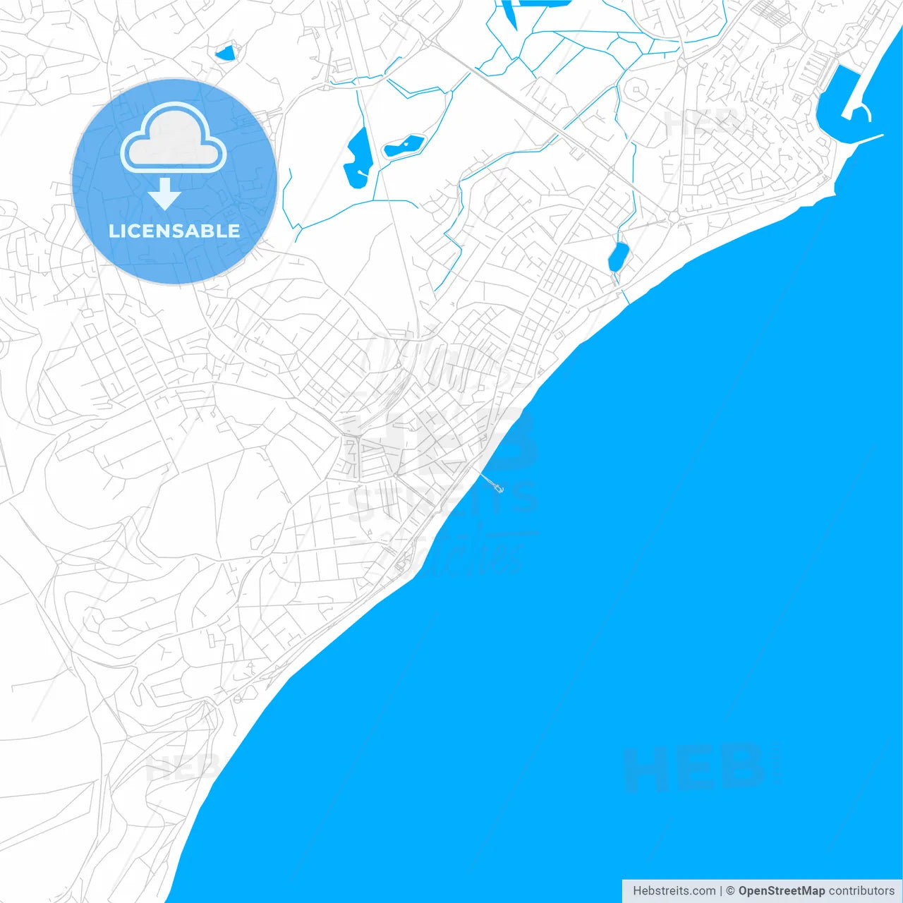 Eastbourne, England bright two-toned vector map
