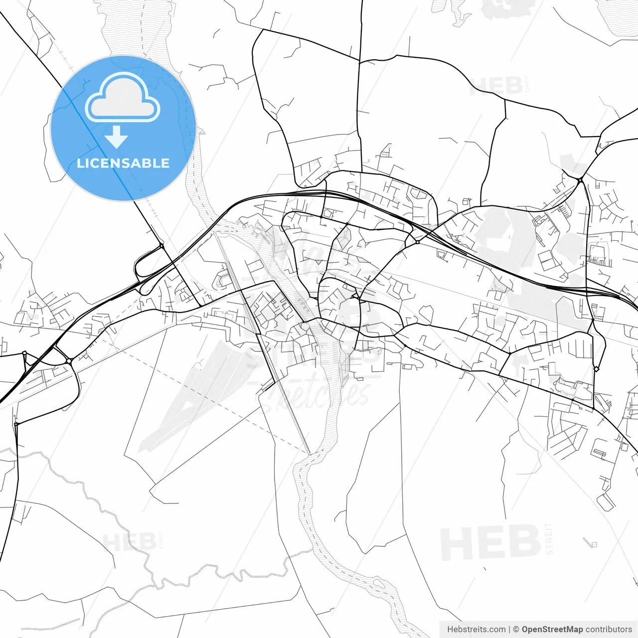 Vector PDF map of Athlone, Ireland