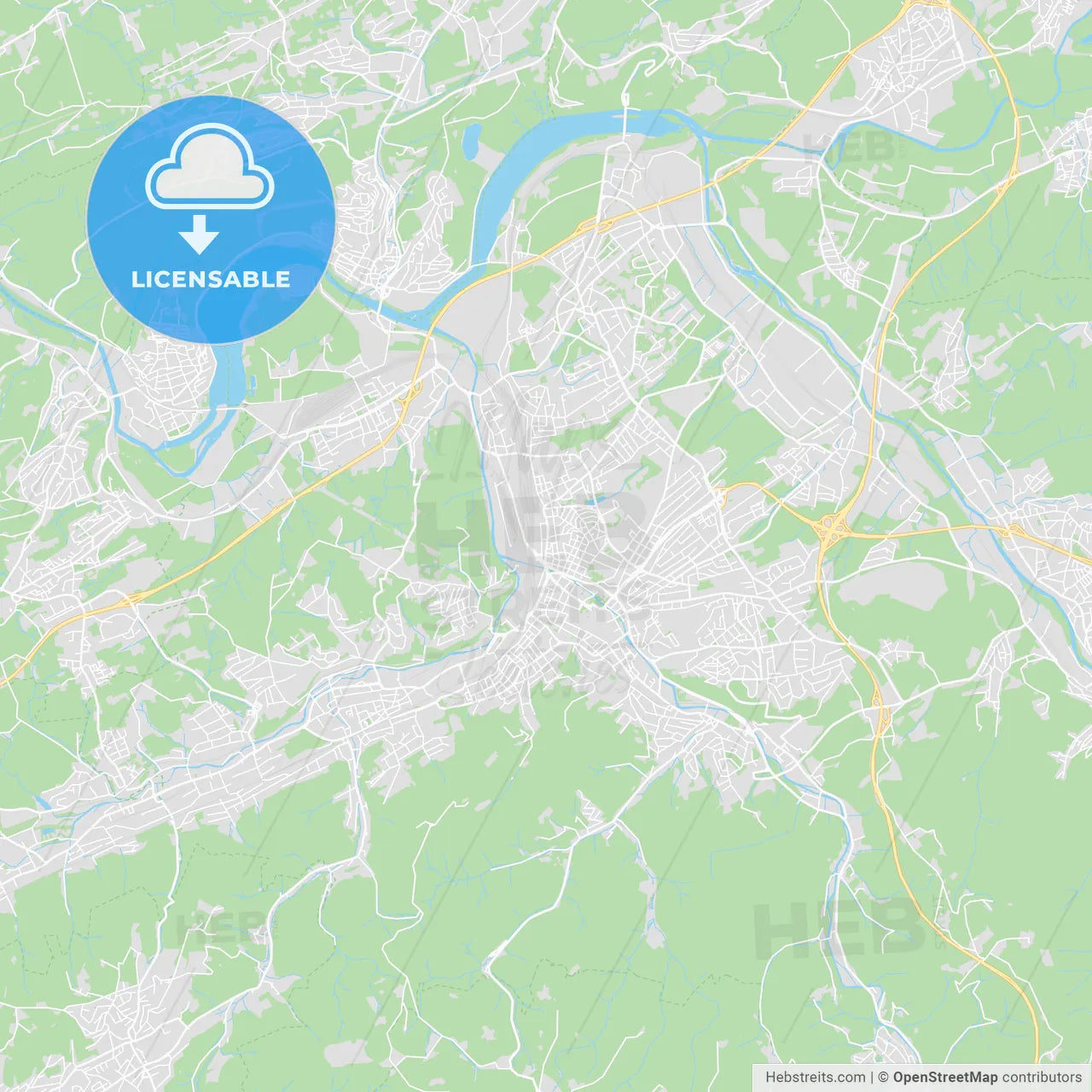 Hagen, Germany printable street map