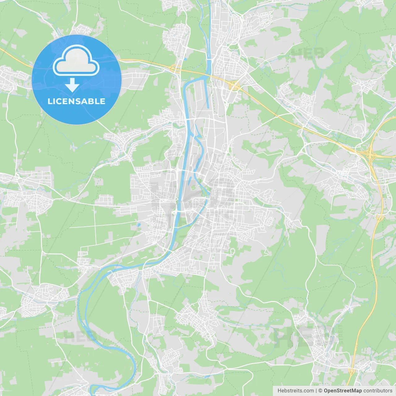 Heilbronn, Germany printable street map