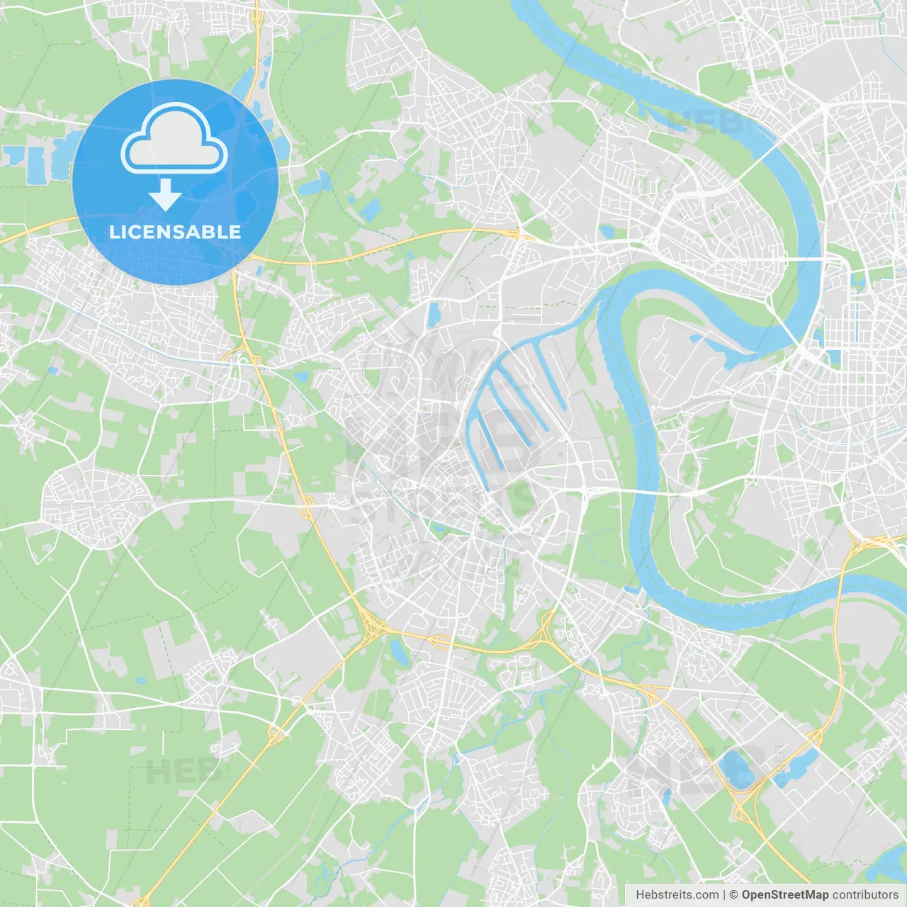 Neuss, Germany printable street map
