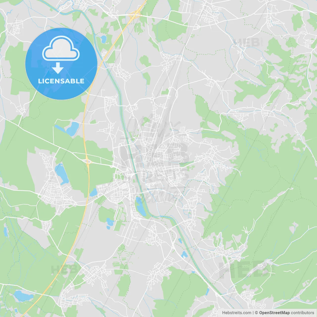 Offenburg, Germany printable street map