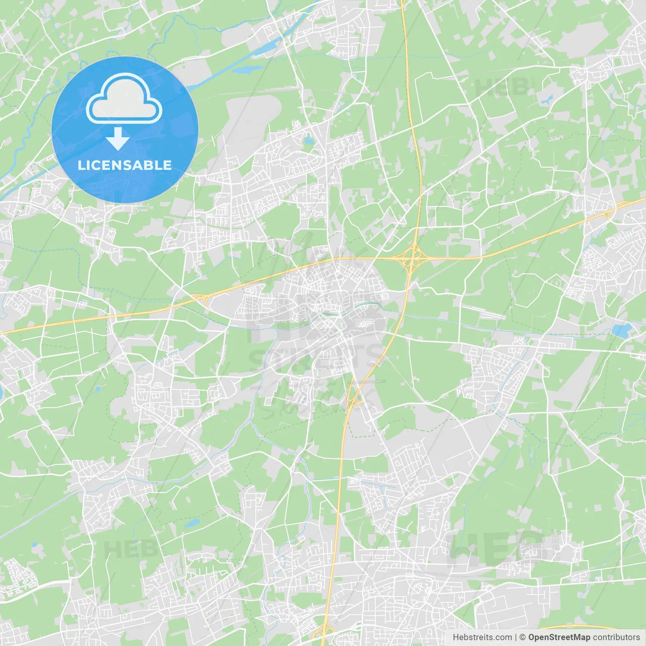 Kamen, Germany printable street map