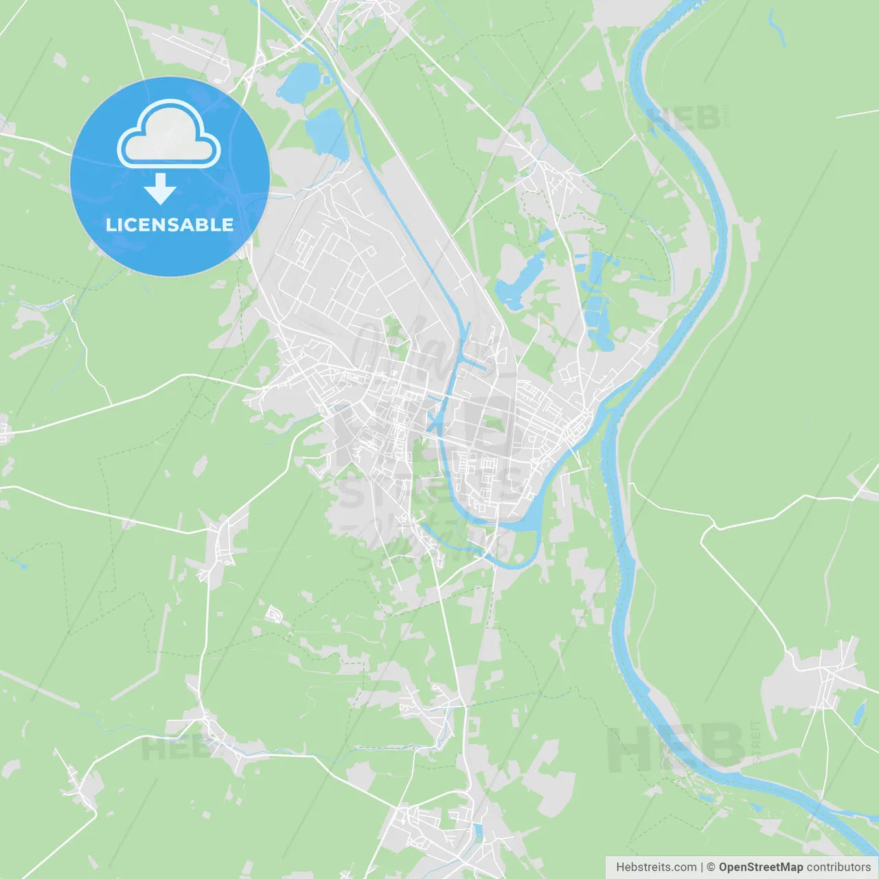 Eisenhuttenstadt, Germany printable street map