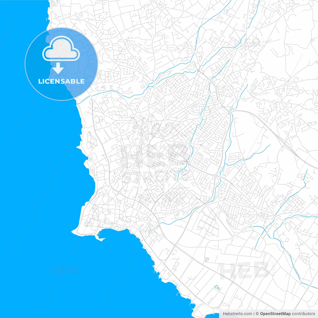 Paphos , Cyprus bright two-toned vector map