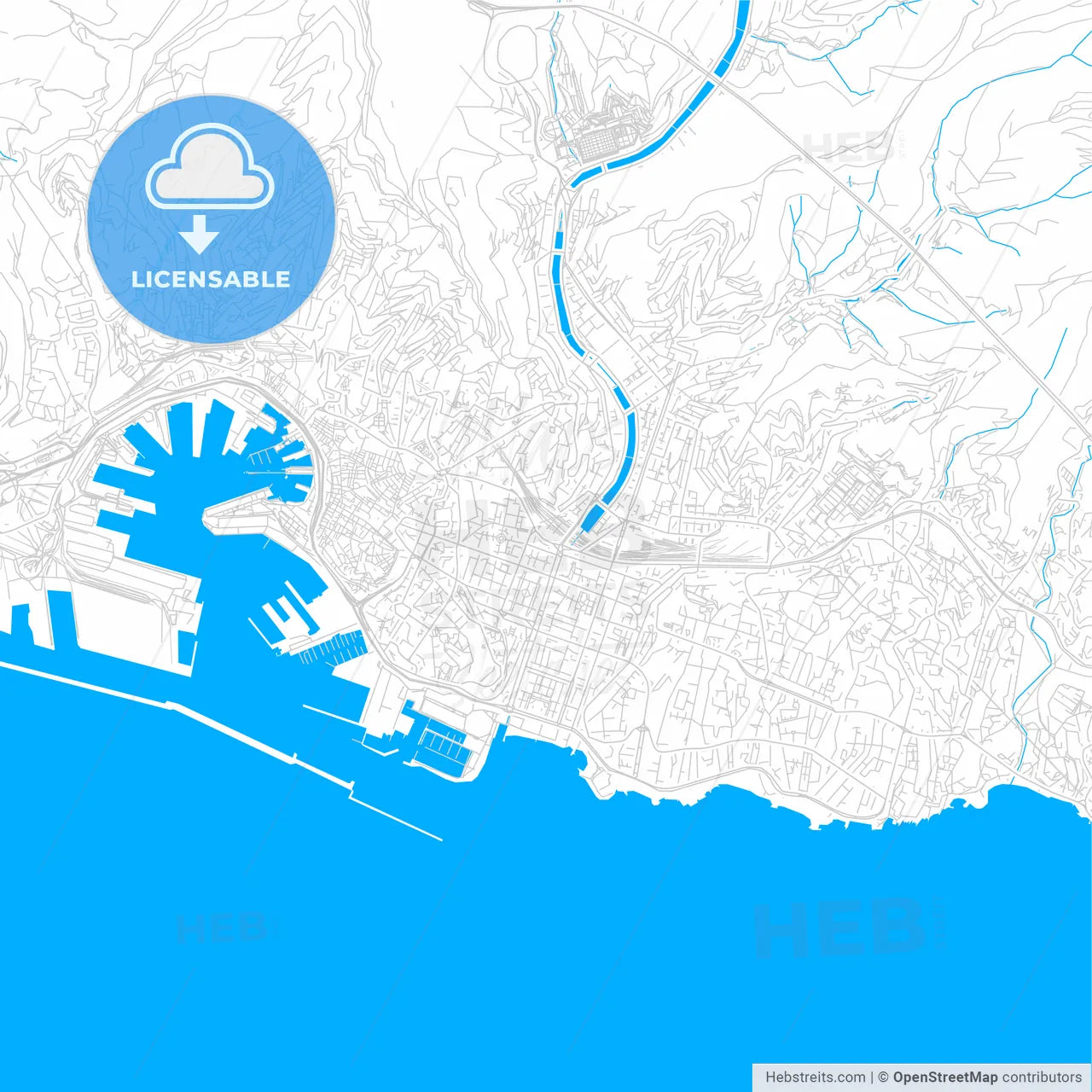 Genoa, Italy bright two-toned vector map