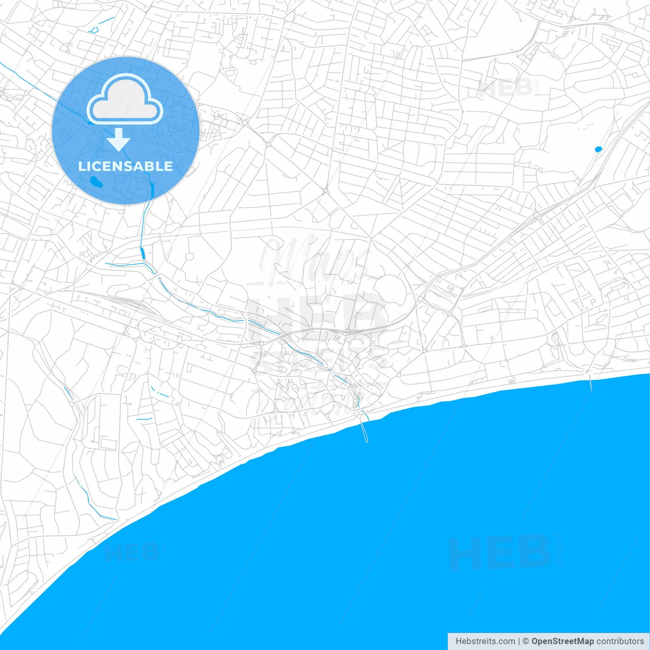Bournemouth, England bright two-toned vector map