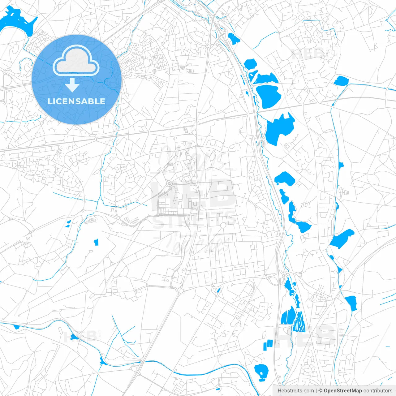 Farnborough, England bright two-toned vector map