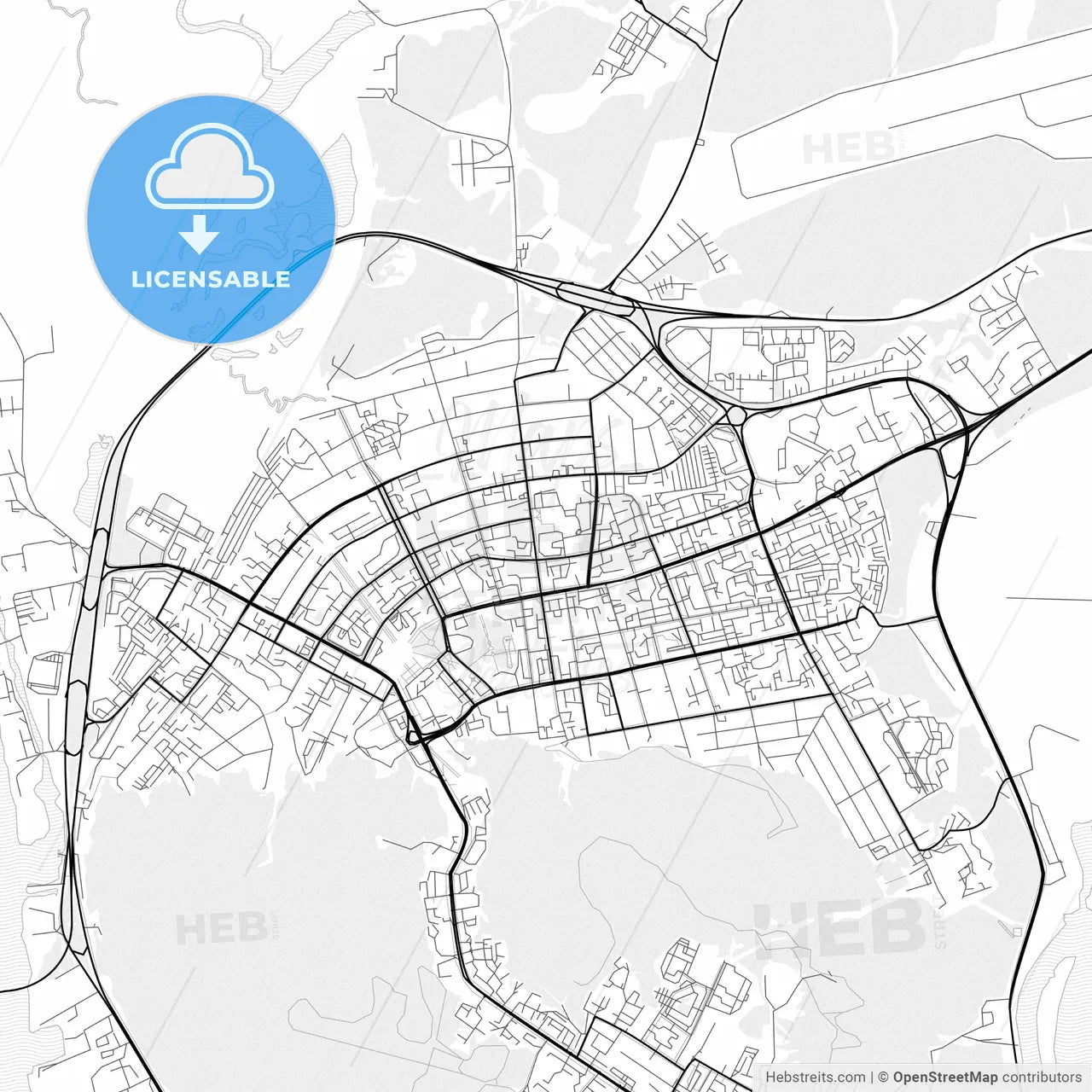 Vector PDF map of Khanty-Mansiysk, Russia
