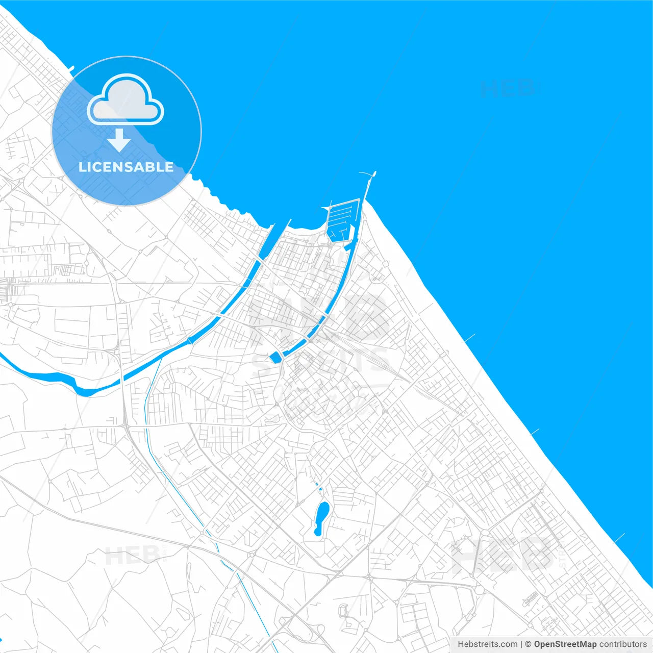 Rimini, Italy bright two-toned vector map