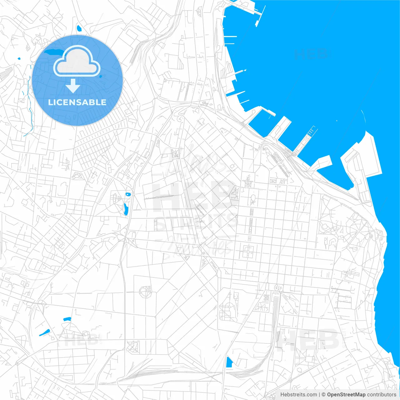 Odessa, Ukraine bright two-toned vector map