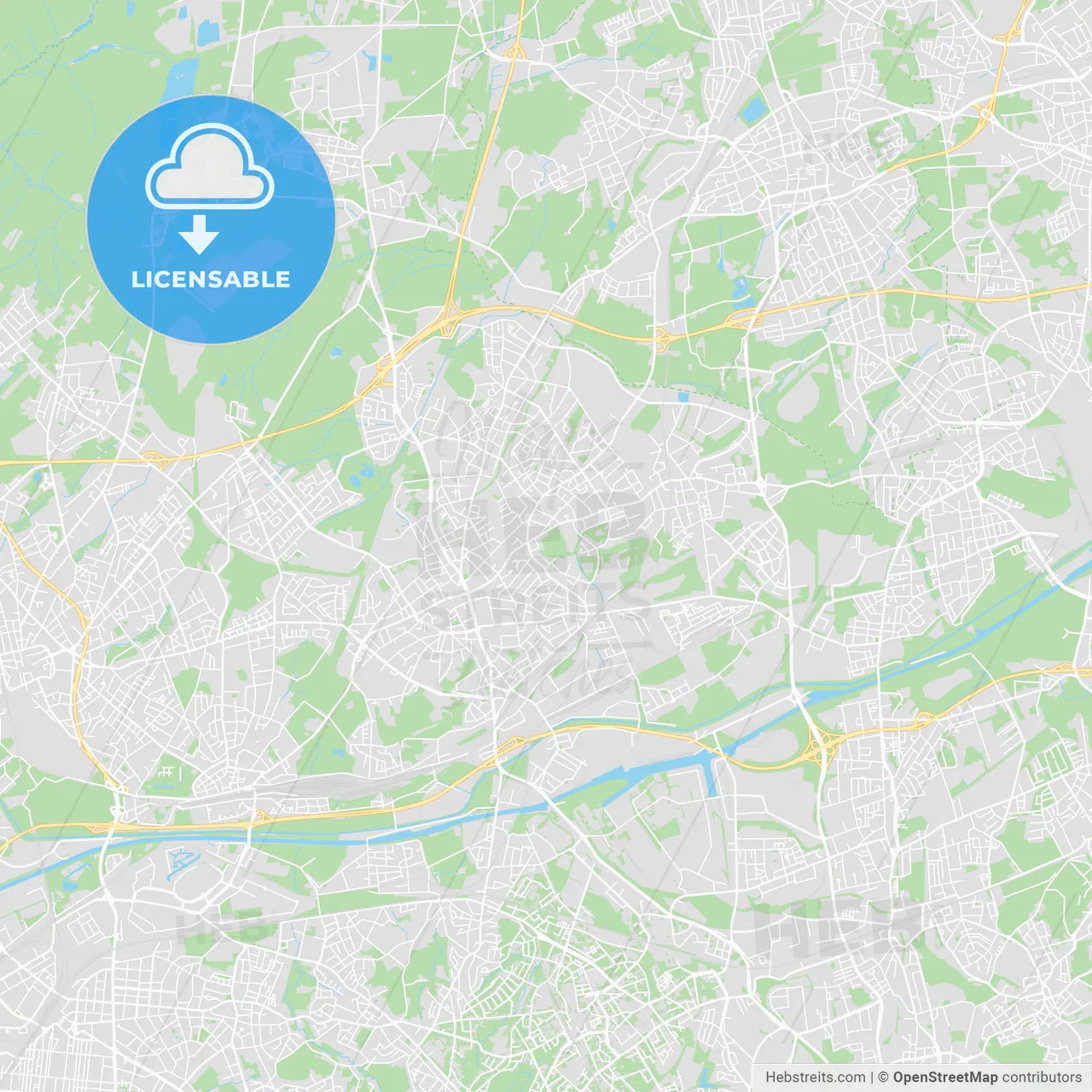 Bottrop, Germany printable street map