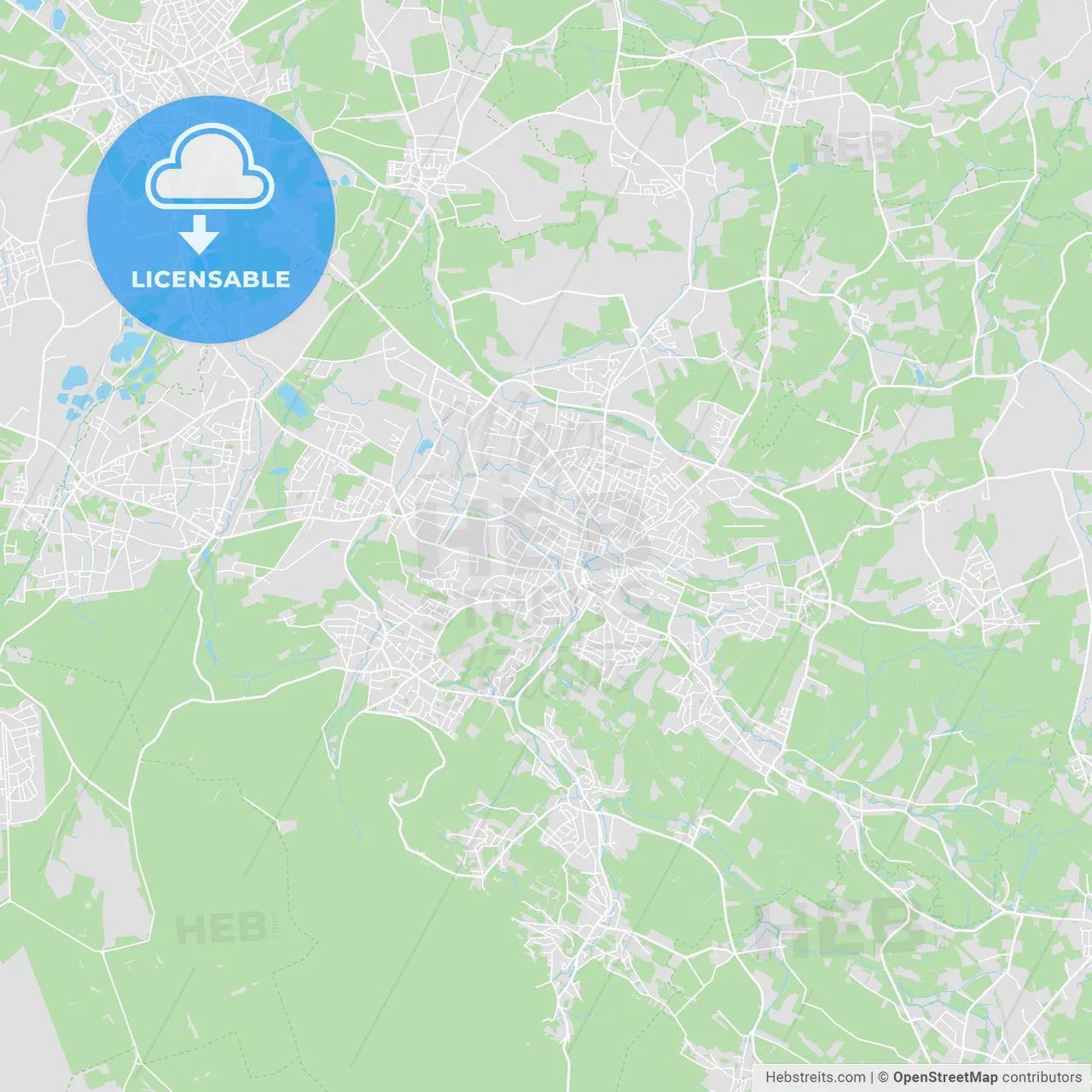 Detmold, Germany printable street map