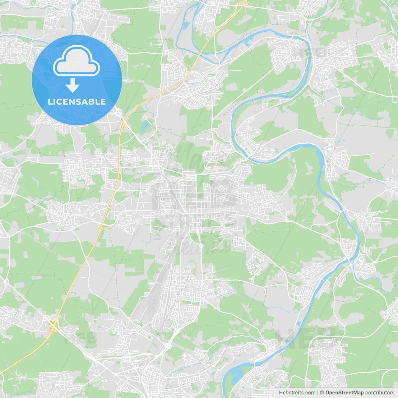 Ludwigsburg, Germany printable street map
