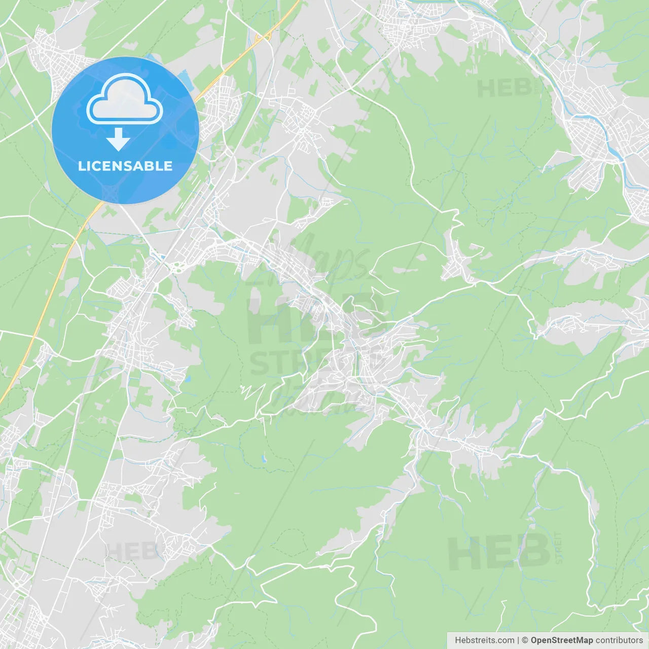 Baden-Baden, Germany printable street map