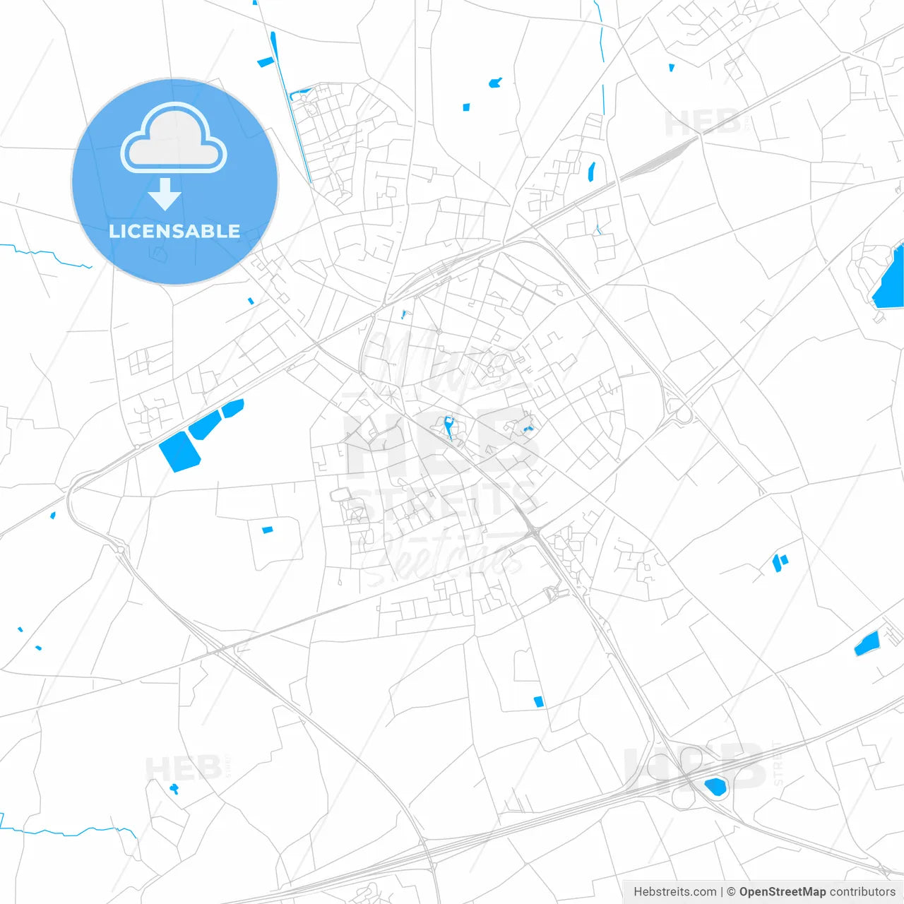 Sint-Niklaas , Belgium bright two-toned vector map