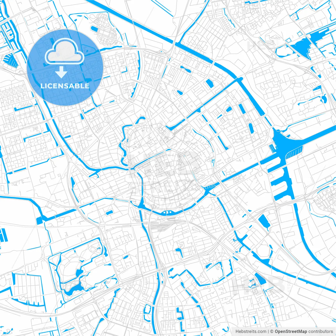 Groningen, Netherlands bright two-toned vector map