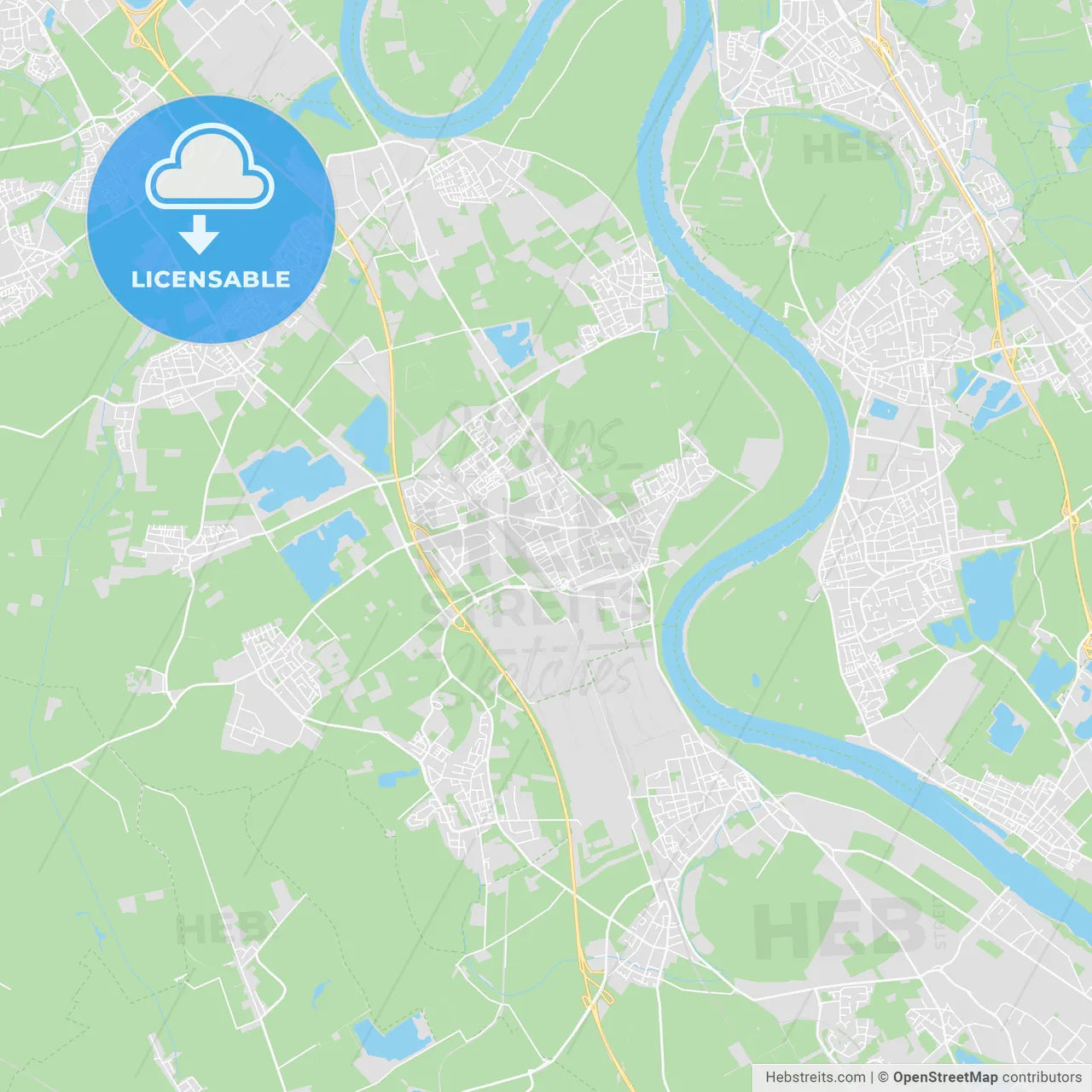 Dormagen, Germany printable street map