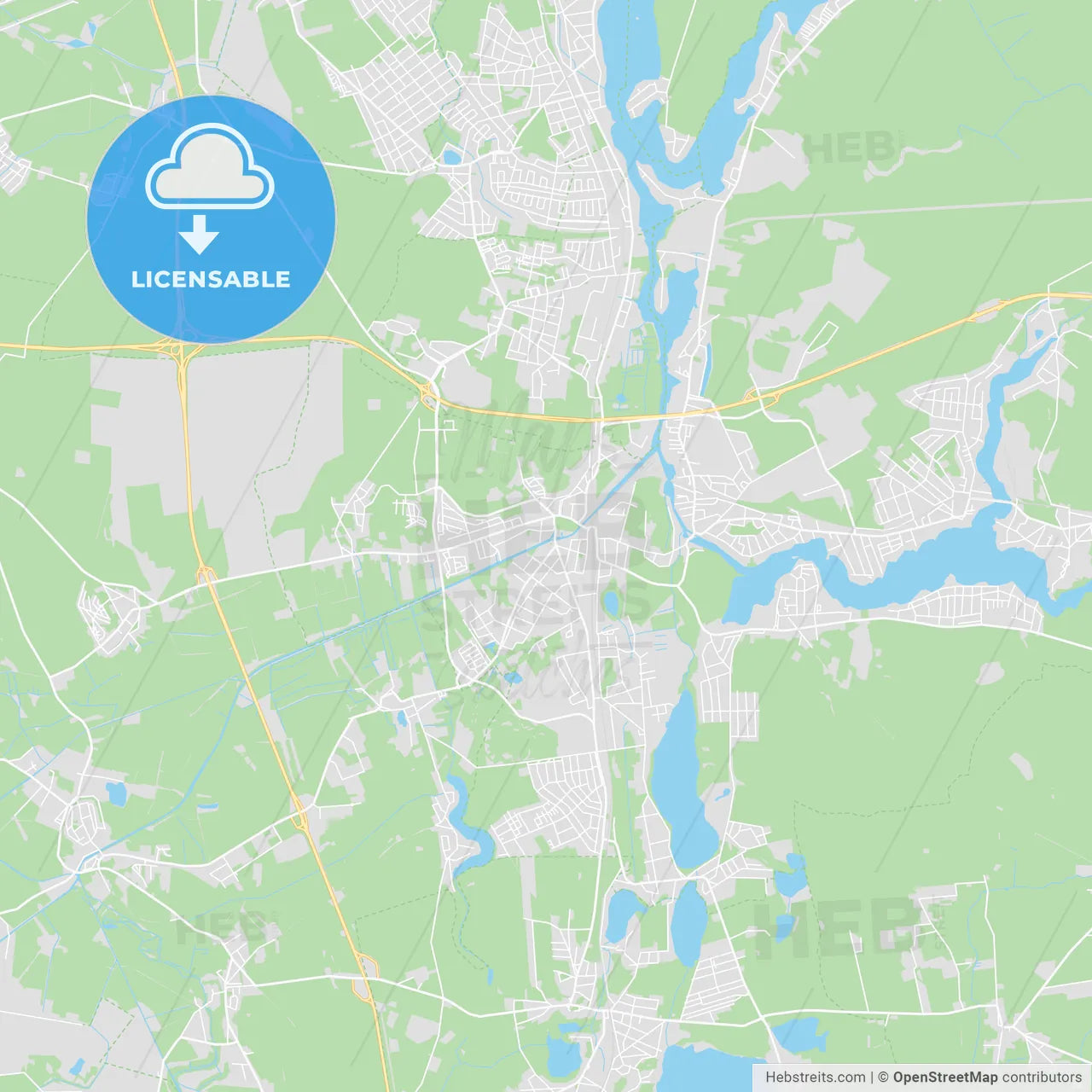 Konigs Wusterhausen, Germany printable street map