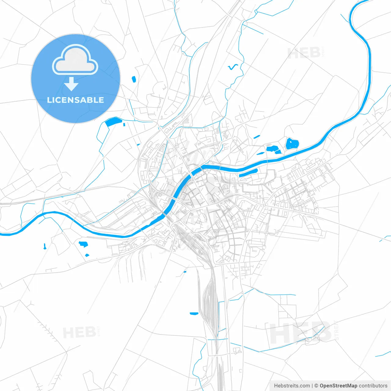 Přerov, Czechia bright two-toned vector map