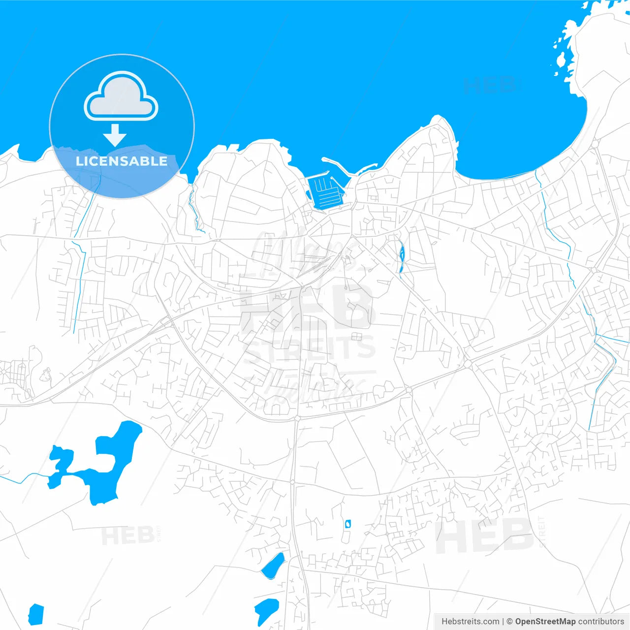 Bangor, Northern Ireland bright two-toned vector map