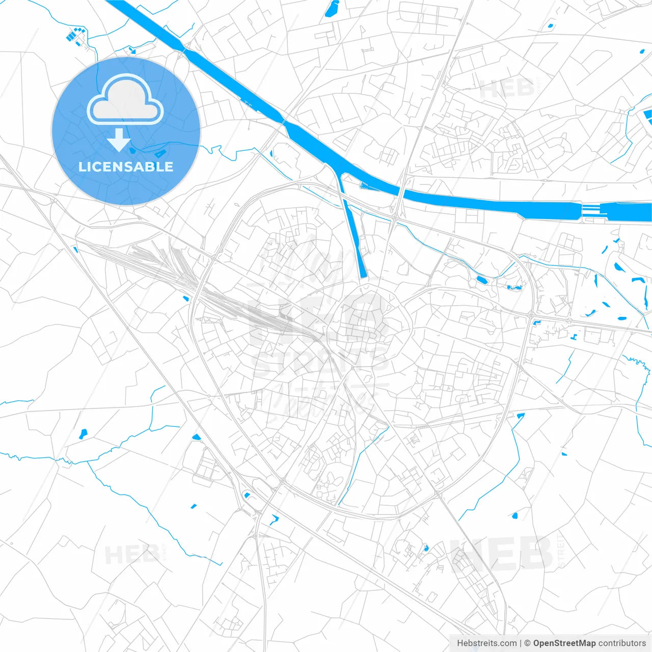 Hasselt, Belgium bright two-toned vector map