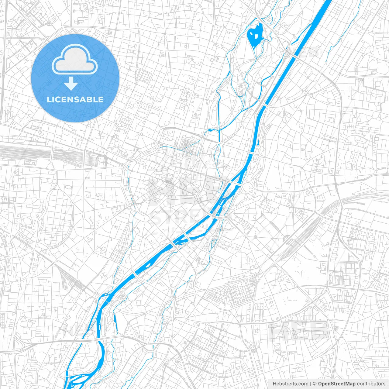 Munchen, Germany bright two-toned vector map